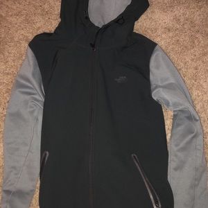 The North Face dark and light grey hoodie